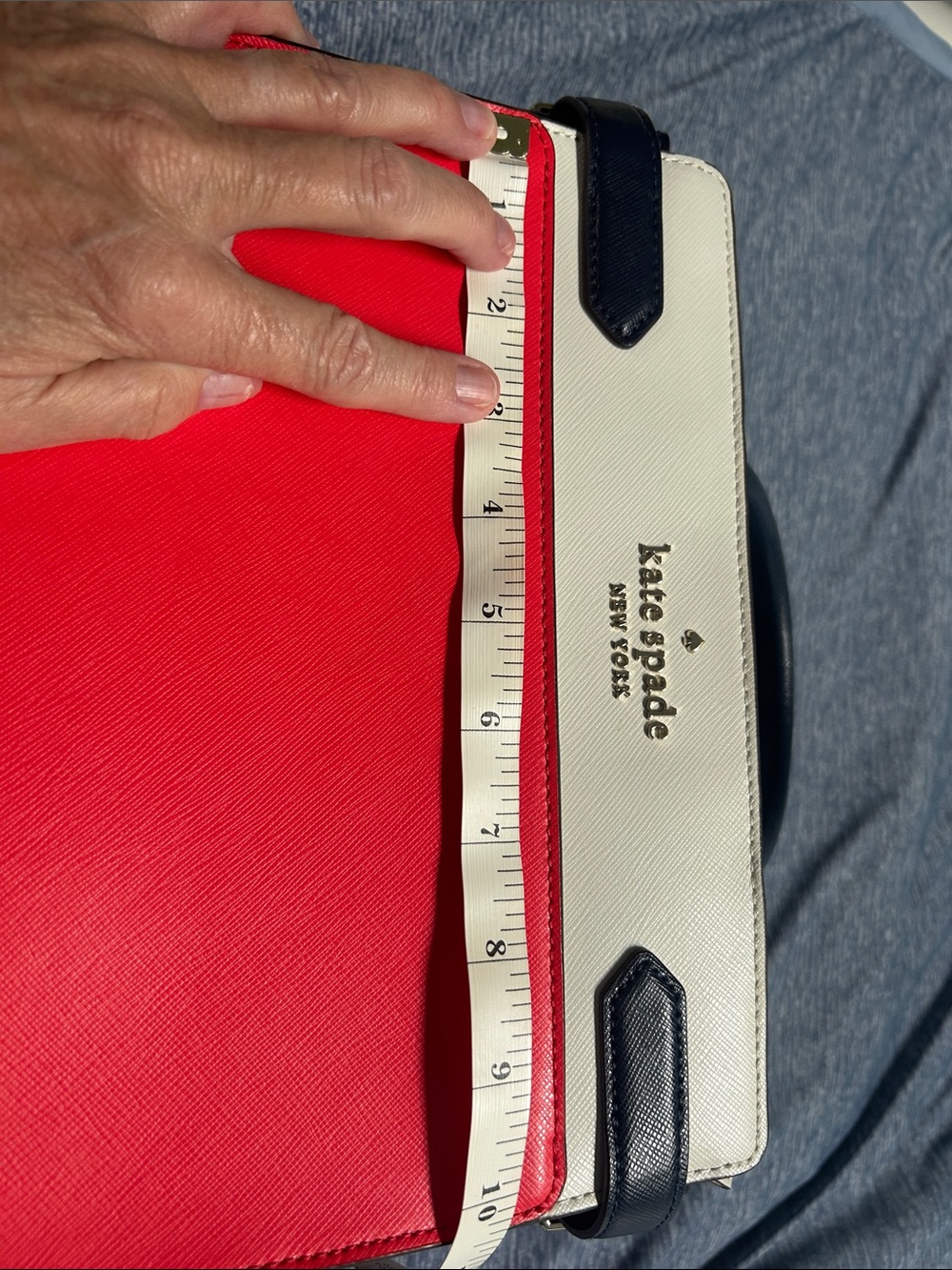 kate spade Red, Cream & Navy Saffiano Leather Satchel - Picture 8 of 11
